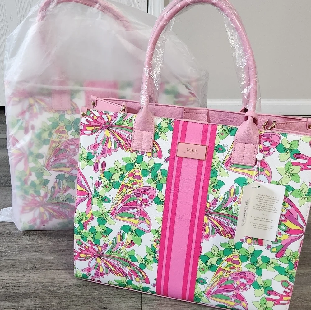 New!Trina Turk Butterfly Stripe‎ Tote Bag